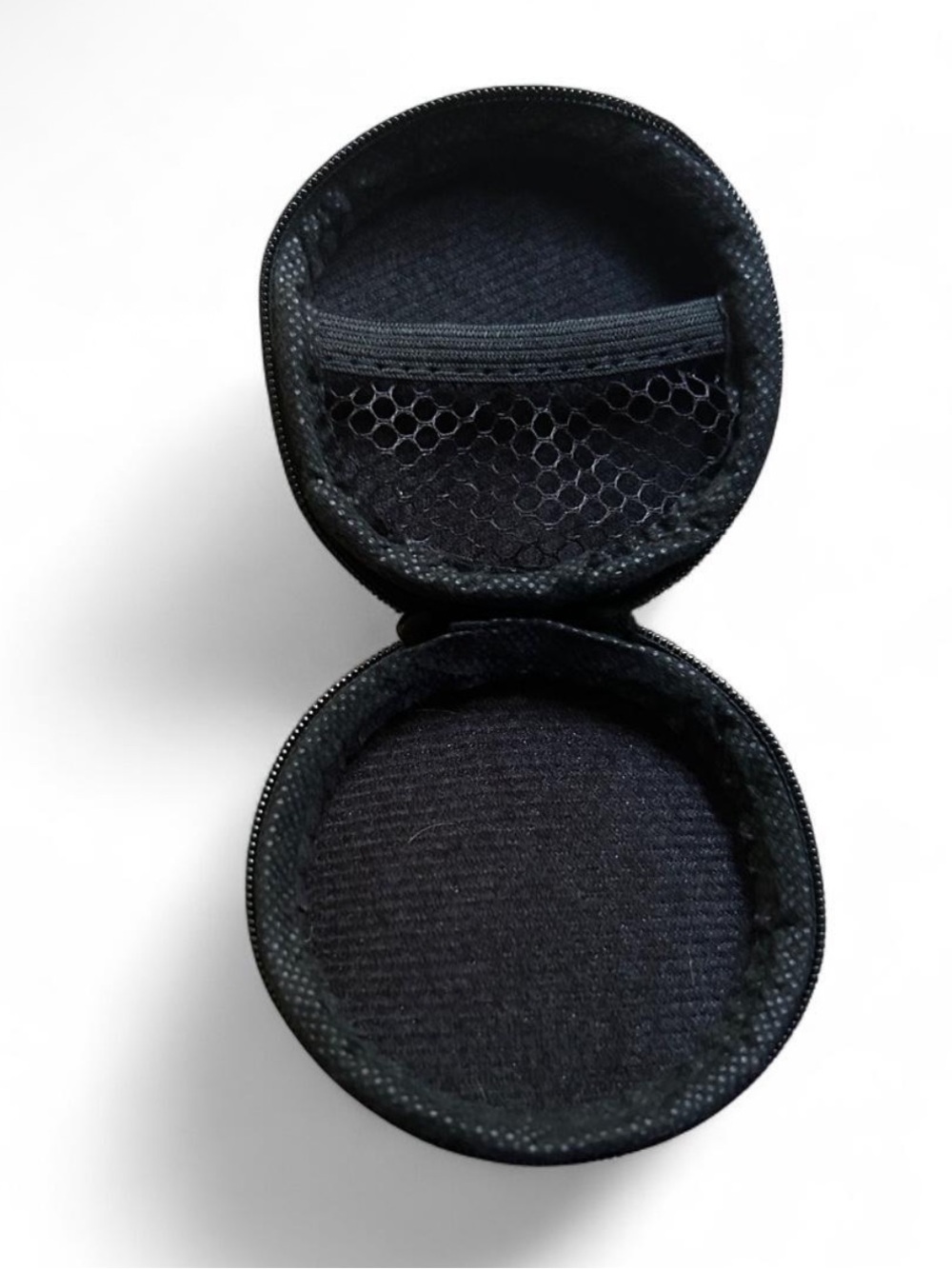Compact Black Travel Accessory Case - Small Round Organizer